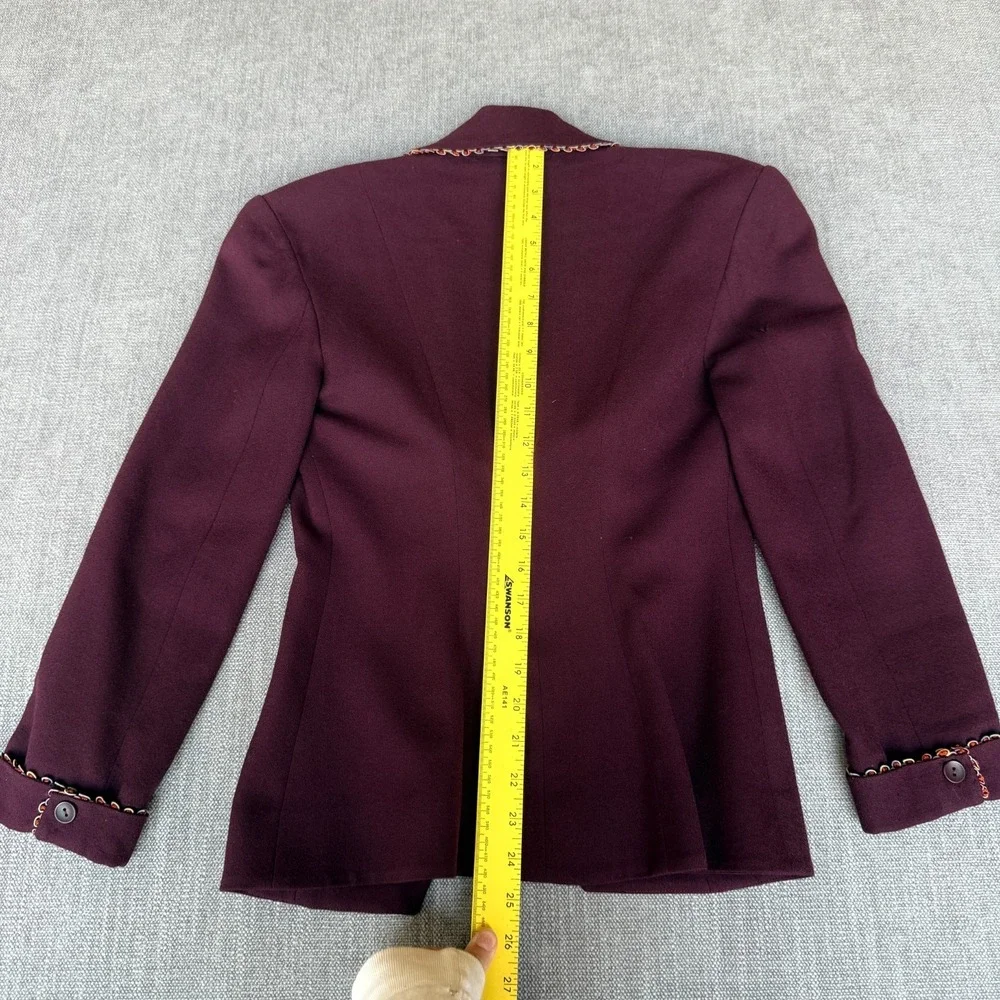 Bebe Two-Piece Suit Set Blazer & Skirt Womens 2 Burgundy Wool Single Breasted